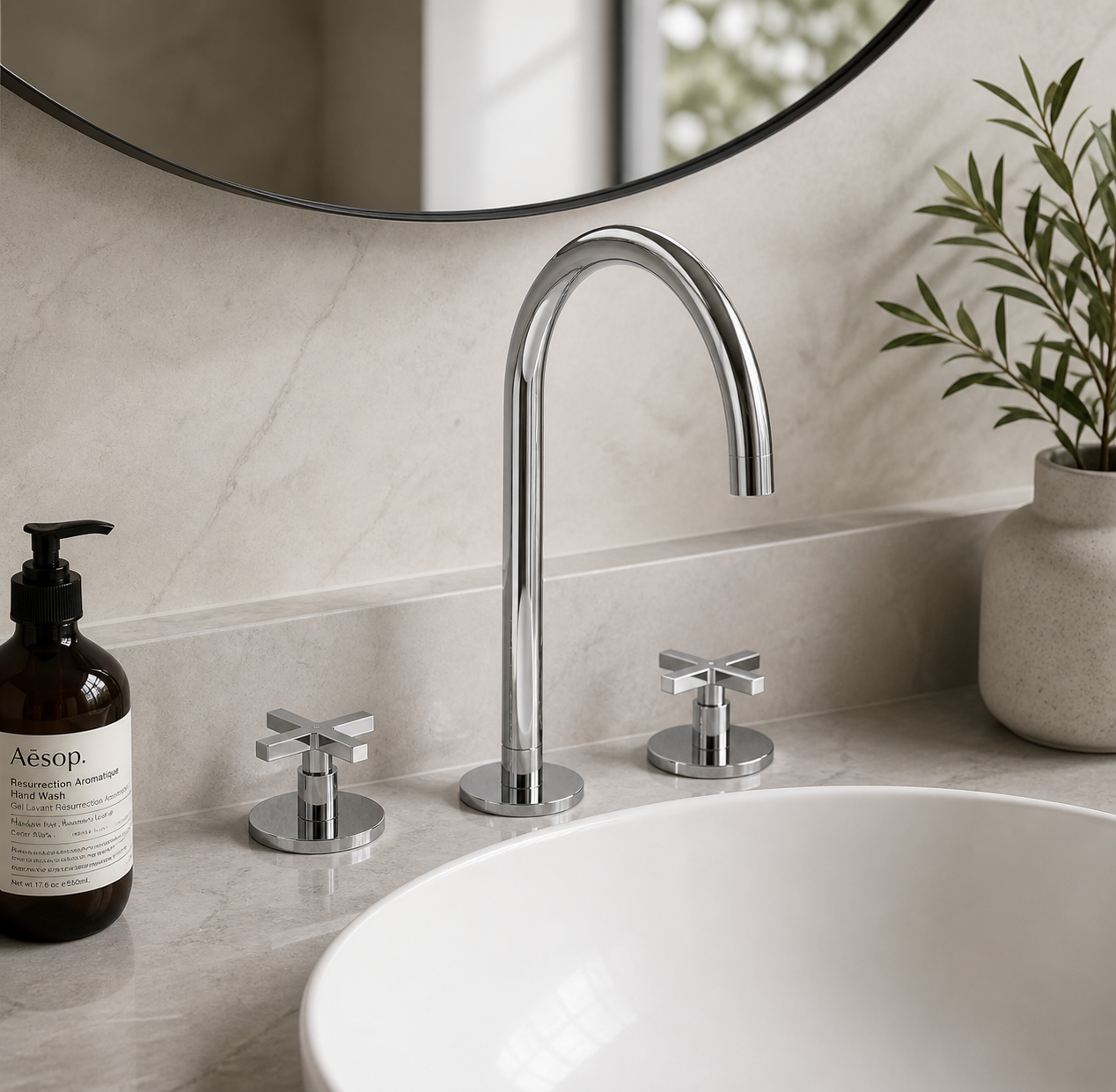 Cohort Cross 3 Tap Hole Basin Mixer Tap with Click Waste