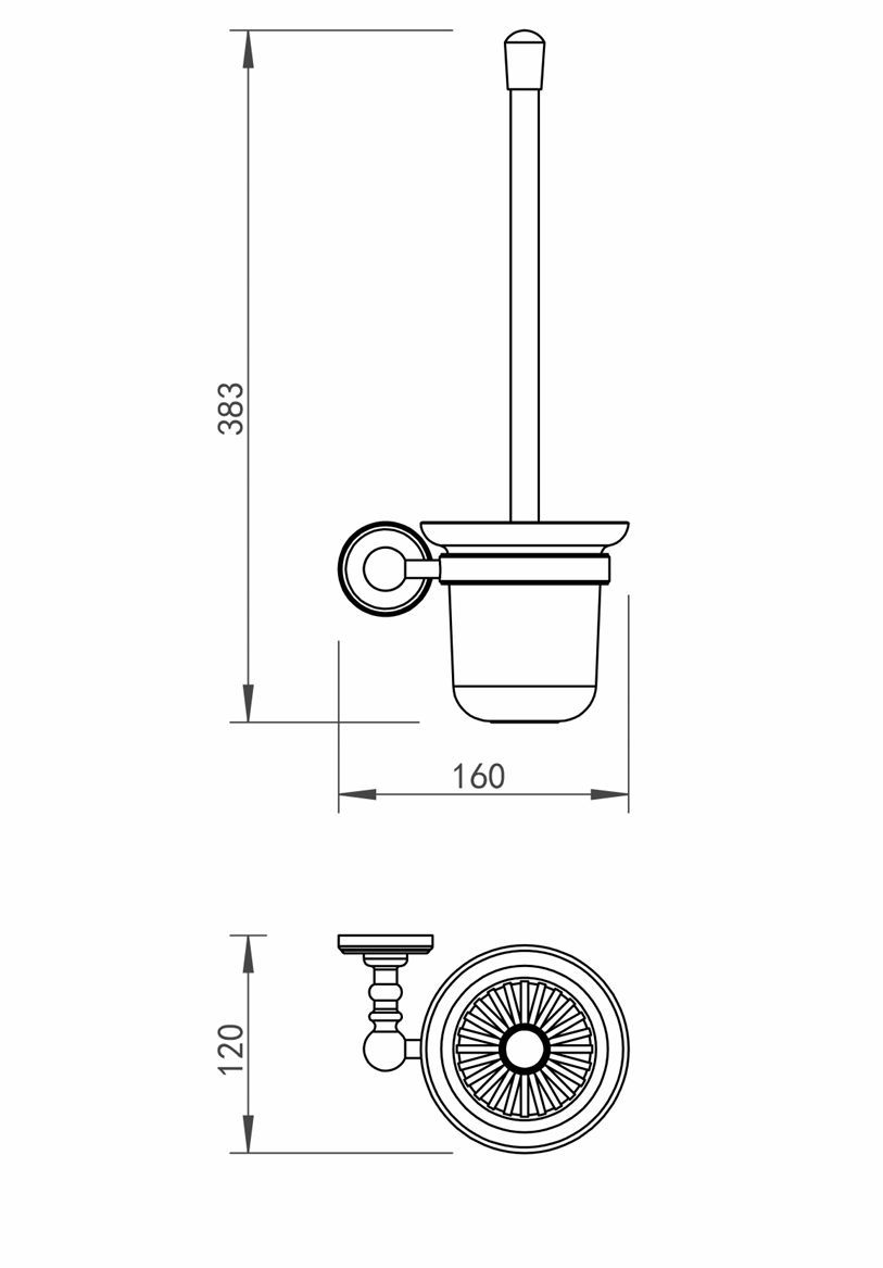 JTP Grosvenor Cross Toilet brush wall mounted frosted glass
