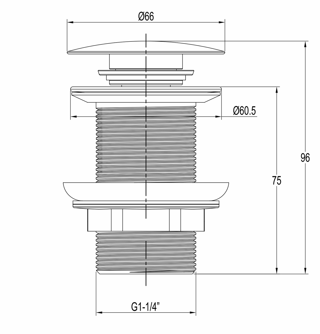 JTP Inox Basin Waste Unslotted Stainless Steel