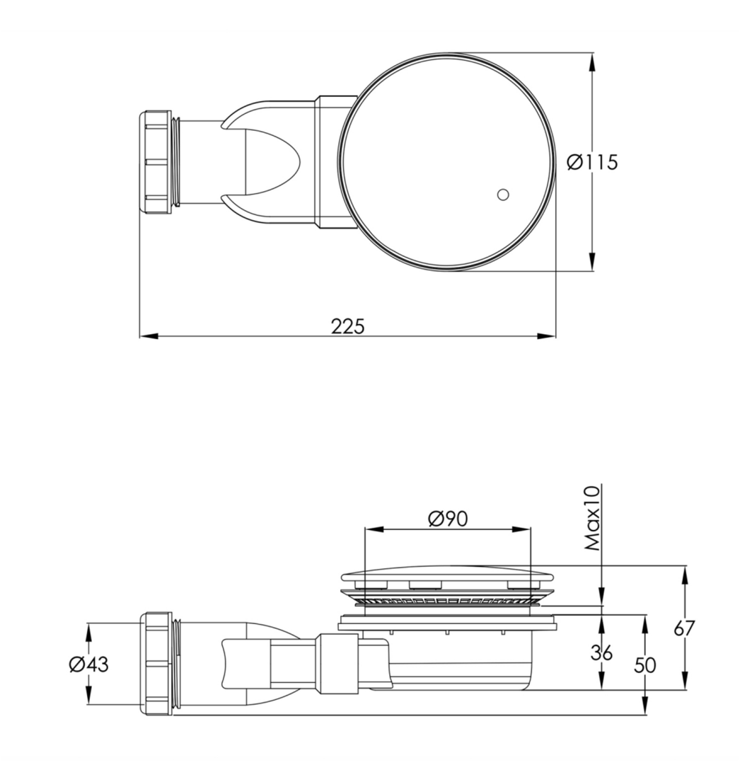 JTP Inox Slim Shower Waste, stainless steel bathroom accessories with sleek, modern design for shower drainage system.