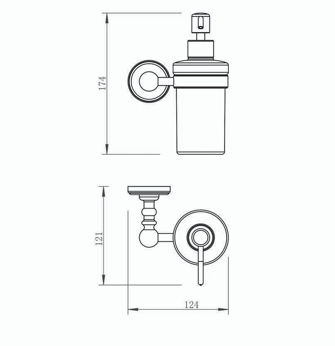 JTP Grosvenor Cross Soap dispenser frosted glass