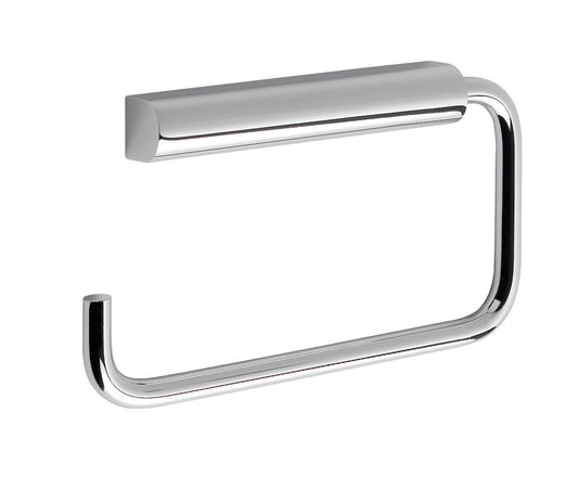 JTP toilet roll holder mounted on bathroom wall, chrome finish, sleek design for convenient toilet paper storage.