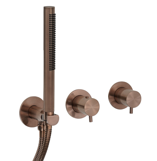 JTP VOS Modular Thermostatic 2 Outlet Shower Valve with Handset - Brushed Bronze
