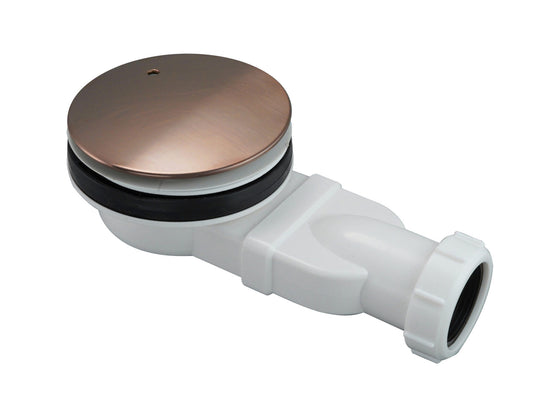 JTP VOS Slim Shower Waste accessory with bronze finish, round drain cover and compact design for modern shower installations.