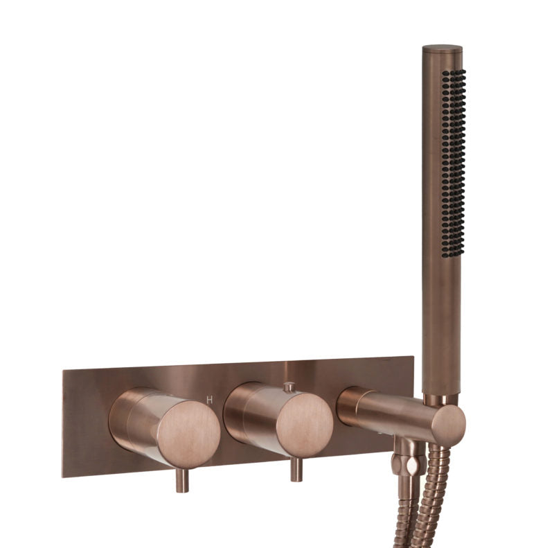 JTP VOS Thermostatic Concealed 2 Outlet Shower Valve with Handset - Brushed Bronze