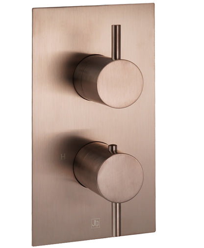 JTP VOS Thermostatic Concealed 2 Outlet Shower Valve - Brushed Bronze