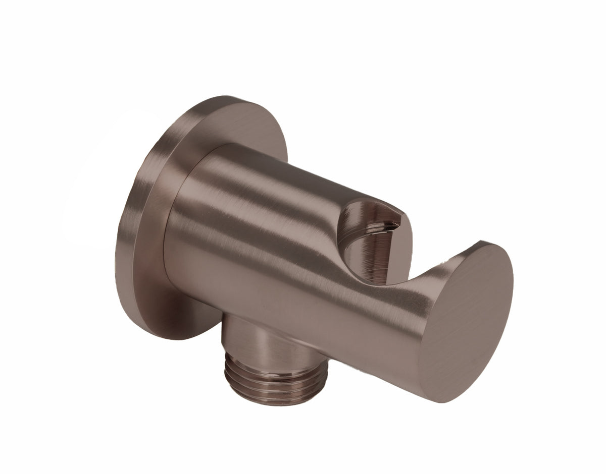 JTP VOS Wall Outlet Elbow with Handset Holder - Brushed Bronze