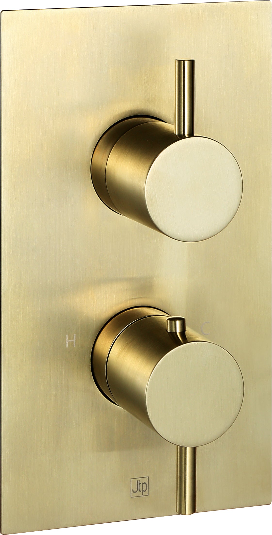 JTP VOS Thermostatic Concealed 2 Outlet Shower Valve - Brushed Brass