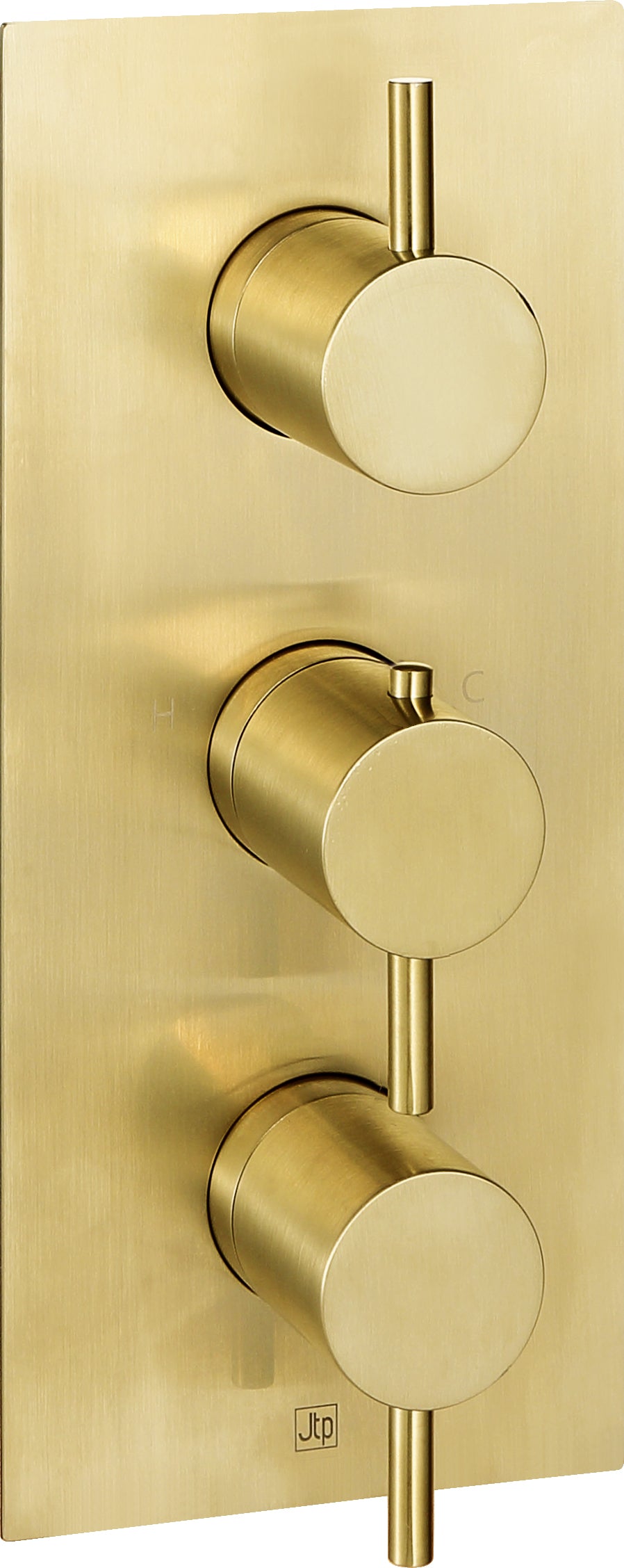 JTP VOS Vertical Thermostatic Concealed 3 Outlet Shower Valve - Brushed Brass