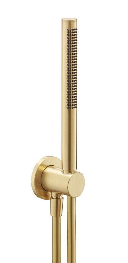 JTP VOS Designer Round Shower Handset Kit with Wall Outlet & Hose - Brushed Brass