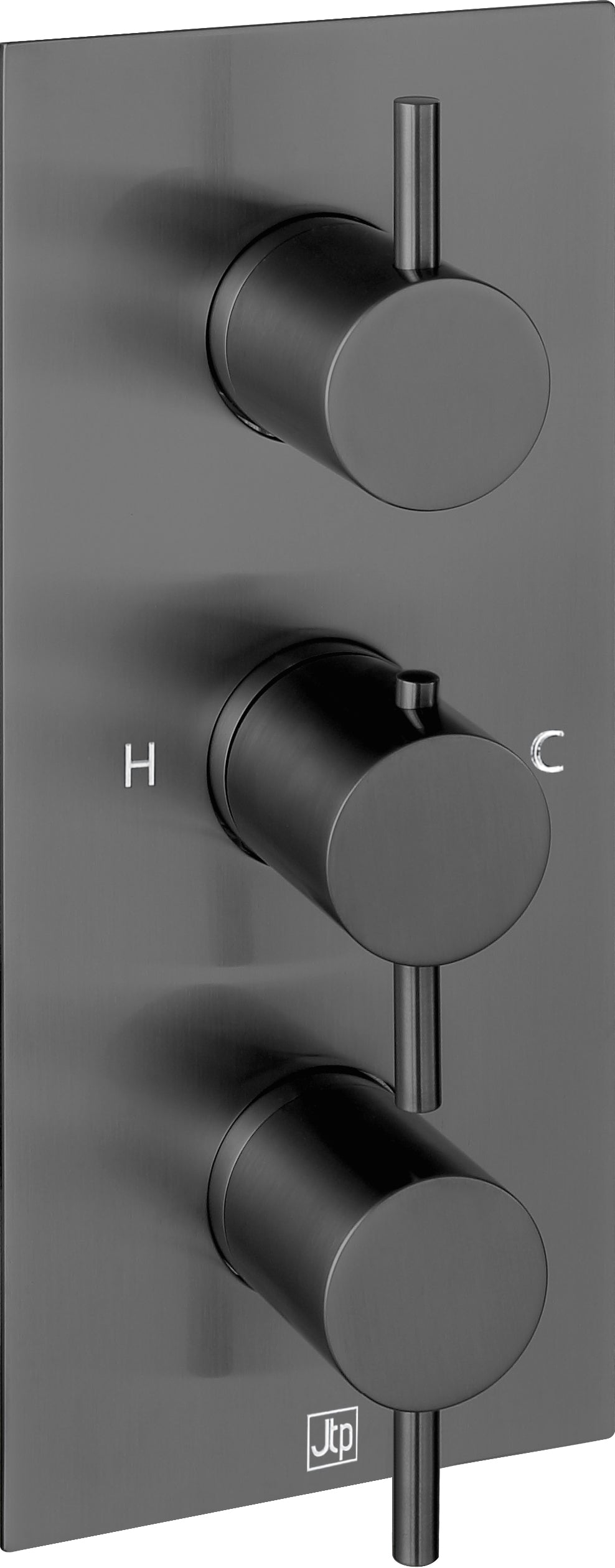 JTP VOS Vertical Thermostatic Concealed 3 Outlet Shower Valve - Brushed Black