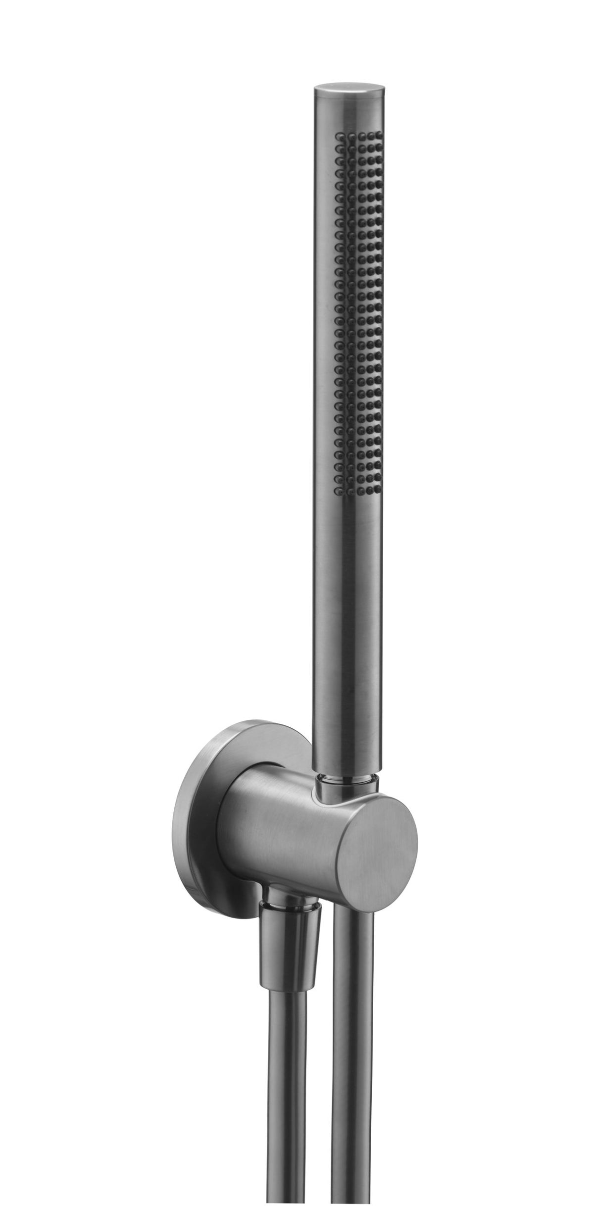 JTP VOS Designer Round Shower Handset Kit with Wall Outlet & Hose - Brushed Black