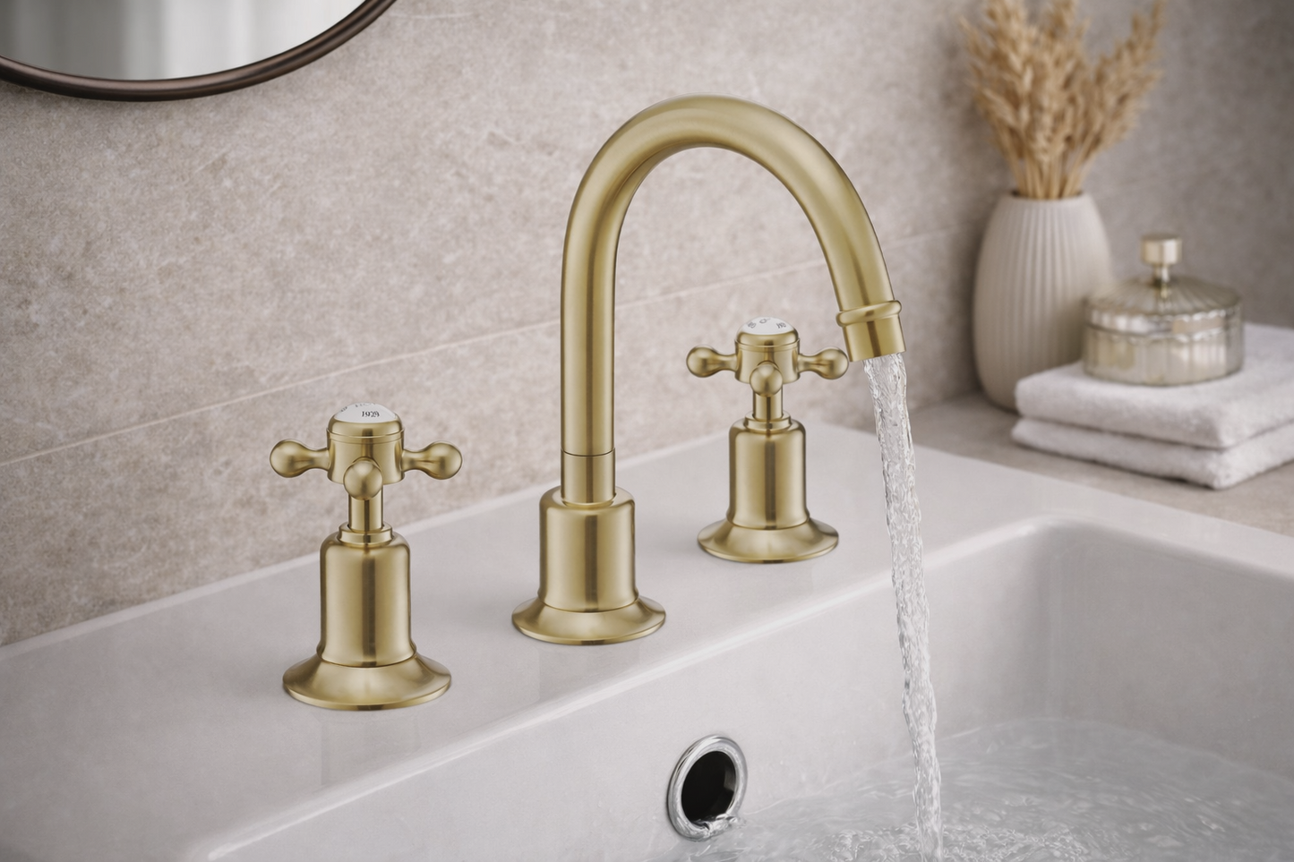 JTP Grosvenor Cross Grosvenor cross 3-hole Basin Mixer Tap, with pop-up waste with swivel spout