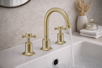 JTP Grosvenor Cross Grosvenor cross 3-hole Basin Mixer Tap, with pop-up waste with swivel spout