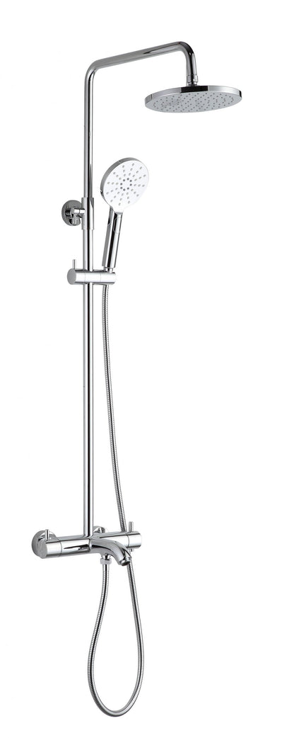 JTP Florence Thermostatic Shower Pole, Adjustable with Overhead Shower, Hand Shower and Bath Spout