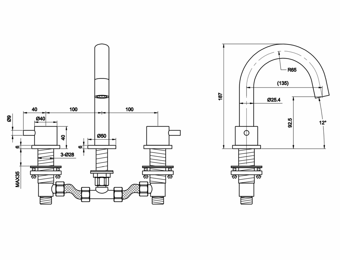 JTP Florence 3 Hole Basin Mixer Tap