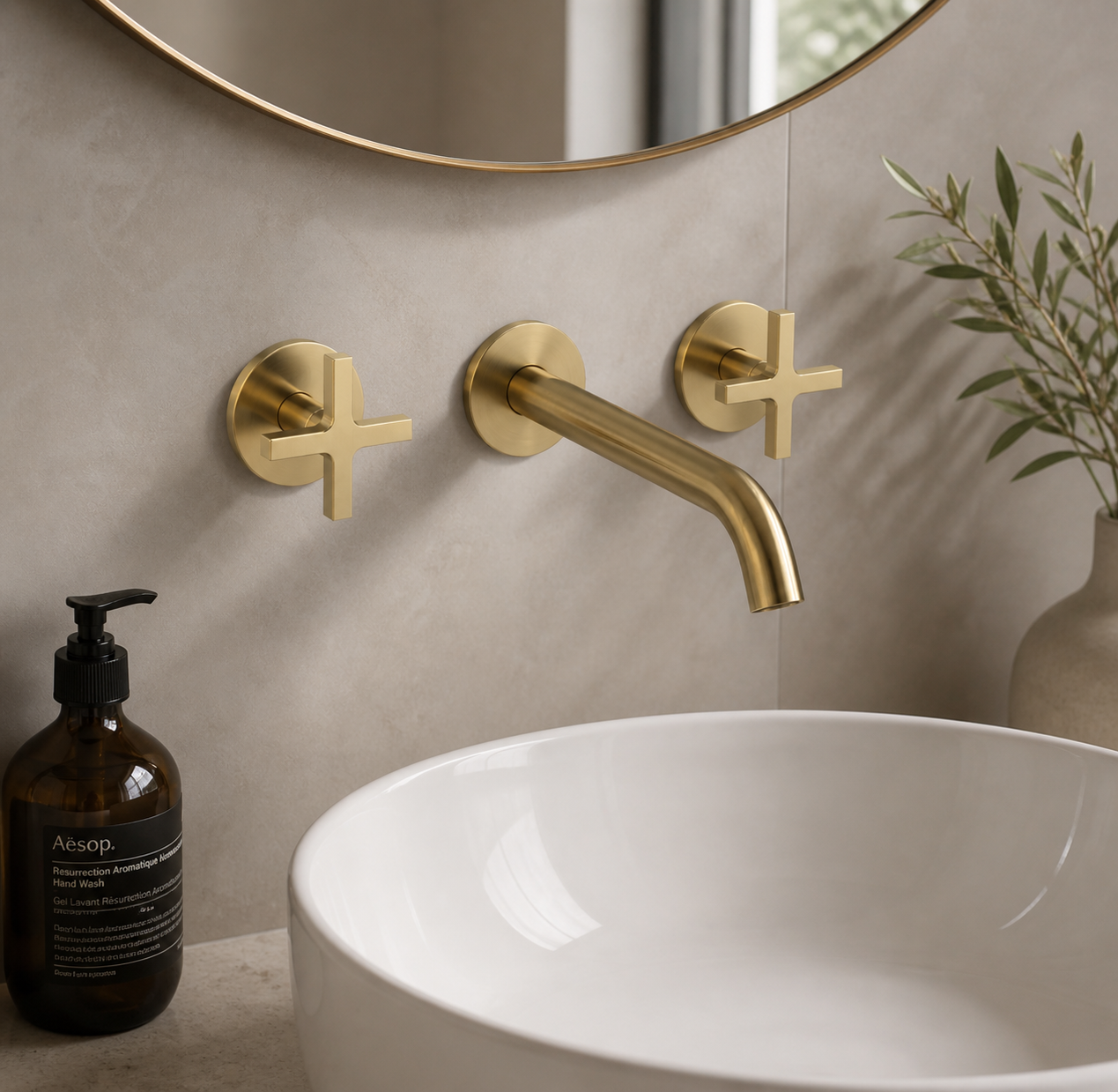 Cohort Cross Wall Mounted Basin Mixer Tap
