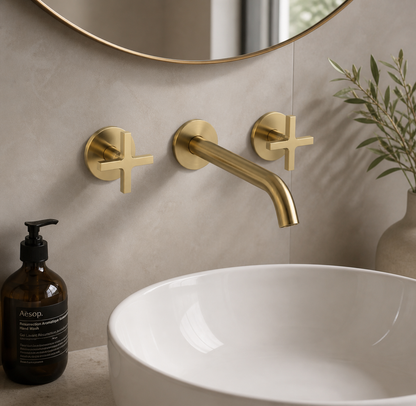 Cohort Cross Wall Mounted Basin Mixer Tap