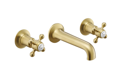 JTP Grosvenor Cross Wall Mounted 3 Hole Basin Mixer Tap