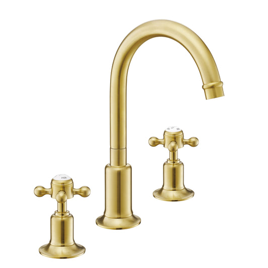 JTP Grosvenor Cross Grosvenor cross 3-hole Basin Mixer Tap, with pop-up waste with swivel spout