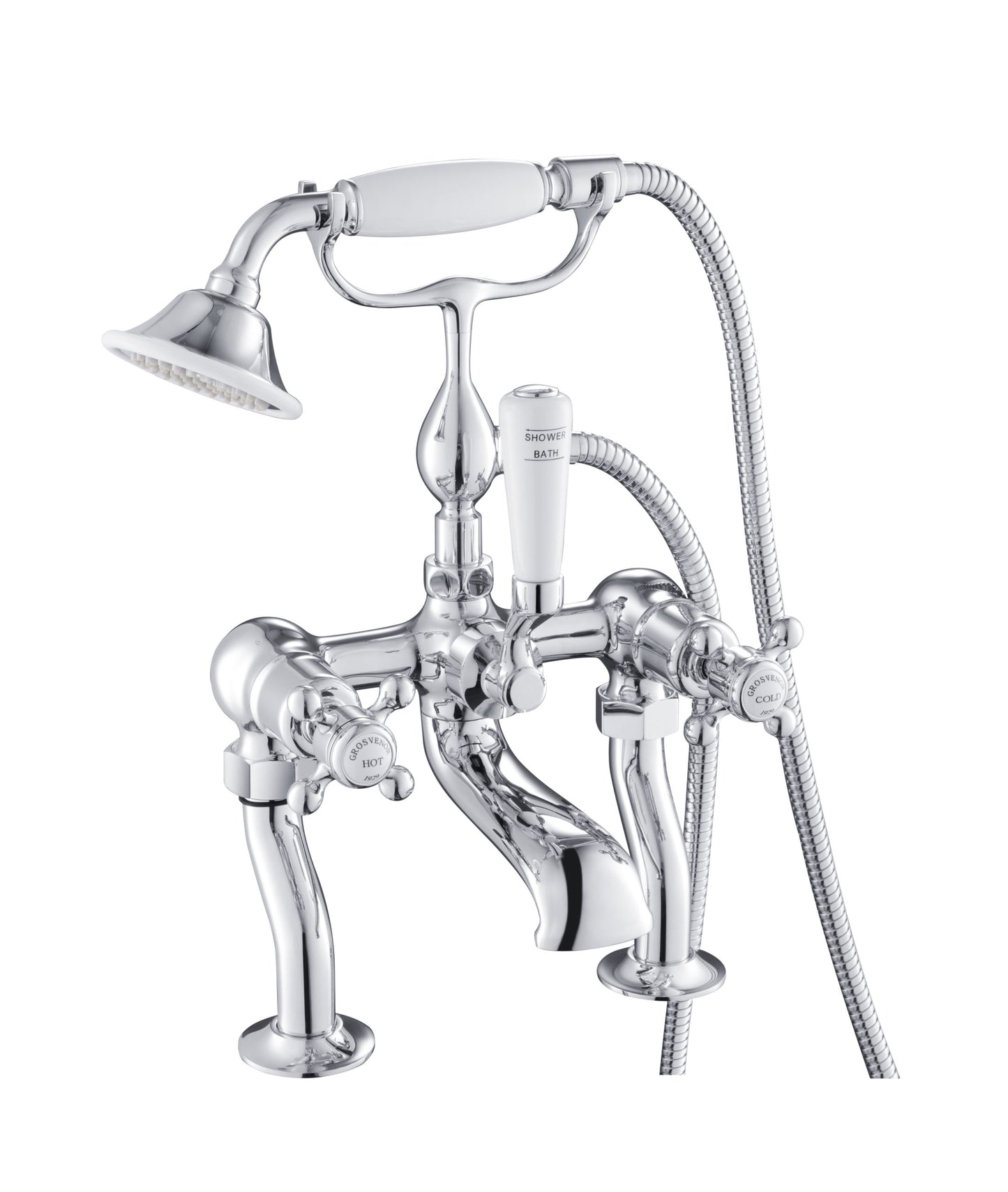 JTP Grosvenor Cross Deck Mounted Bath Shower Mixer Tap with Kit