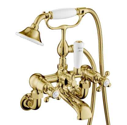 JTP Grosvenor Cross Bath Shower Mixer Tap Wall Mounted with Handheld Shower Kit