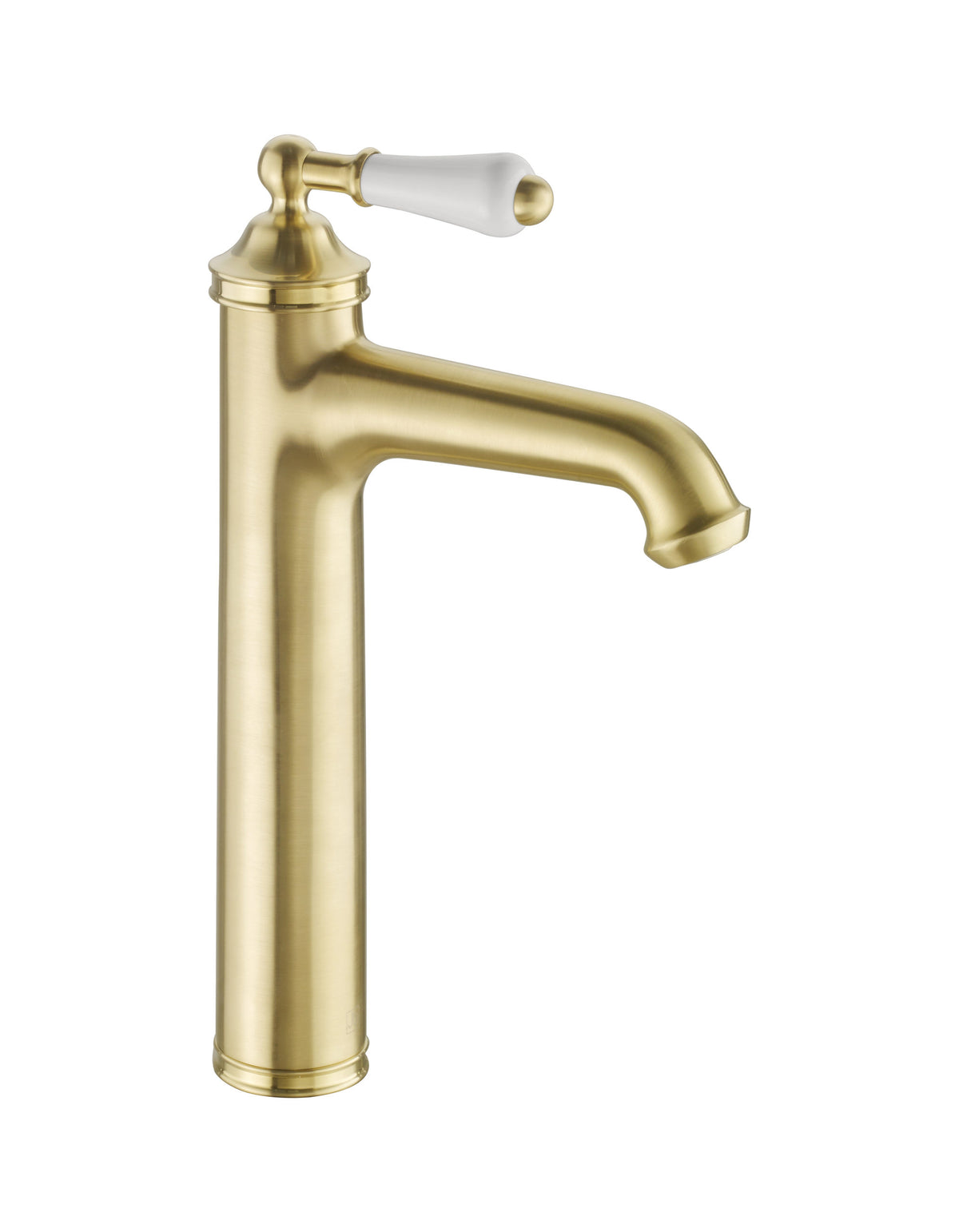 JTP Grosvenor Cross Tall Single Lever Basin Mixer Tap in brushed bronze finish, shown mounted on bathroom basin.