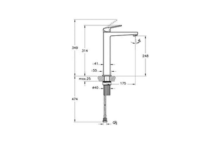 Vitra Minimax Square Tall Basin Mixer Tap