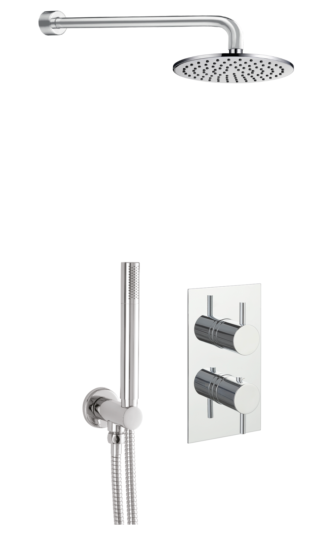 JTP Florence 2 outlet concealed shower valve combo showing chrome finish and dual outlet controls for modern bathroom showers.