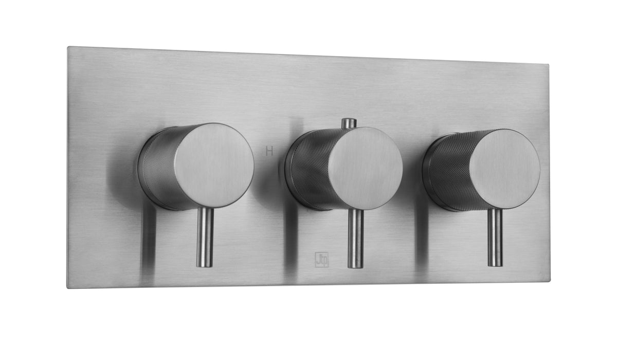 JTP VOS Vertical Thermostatic Concealed 2 Outlet Shower Valve - Brushed Black