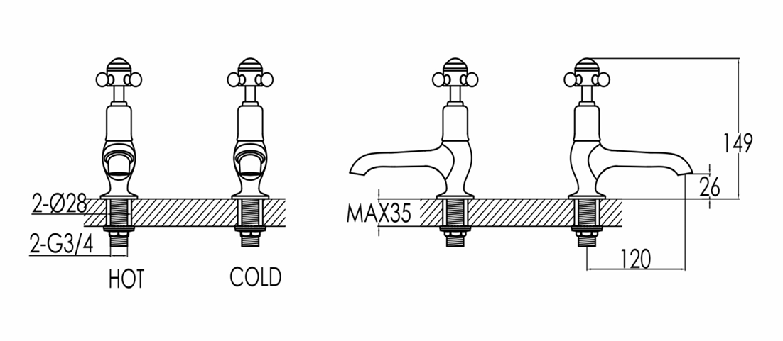 JTP Grosvenor Cross Grosvenor Cross Bath Taps