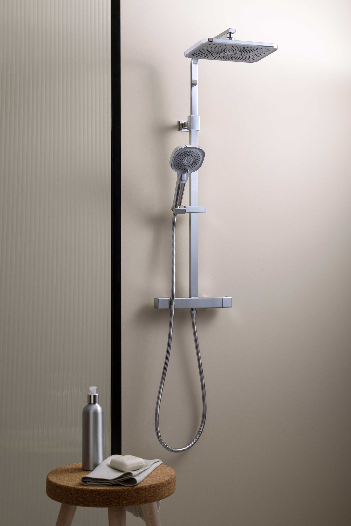 JTP HIX Thermostatic Bar Valve with 2 Outlets, and Multifunction Shower Handle