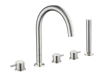JTP Inox 5 Hole Bath Shower Mixer Tap - Stainless Steel