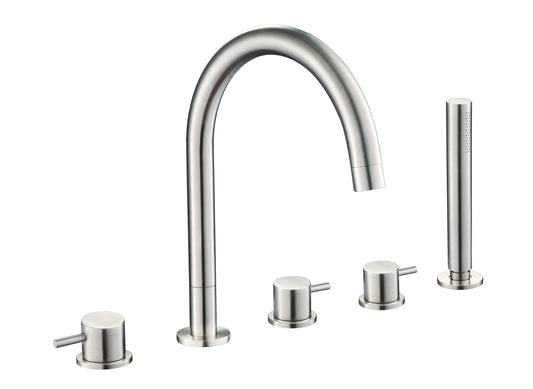 JTP Inox 5 Hole Bath Shower Mixer Tap - Stainless Steel