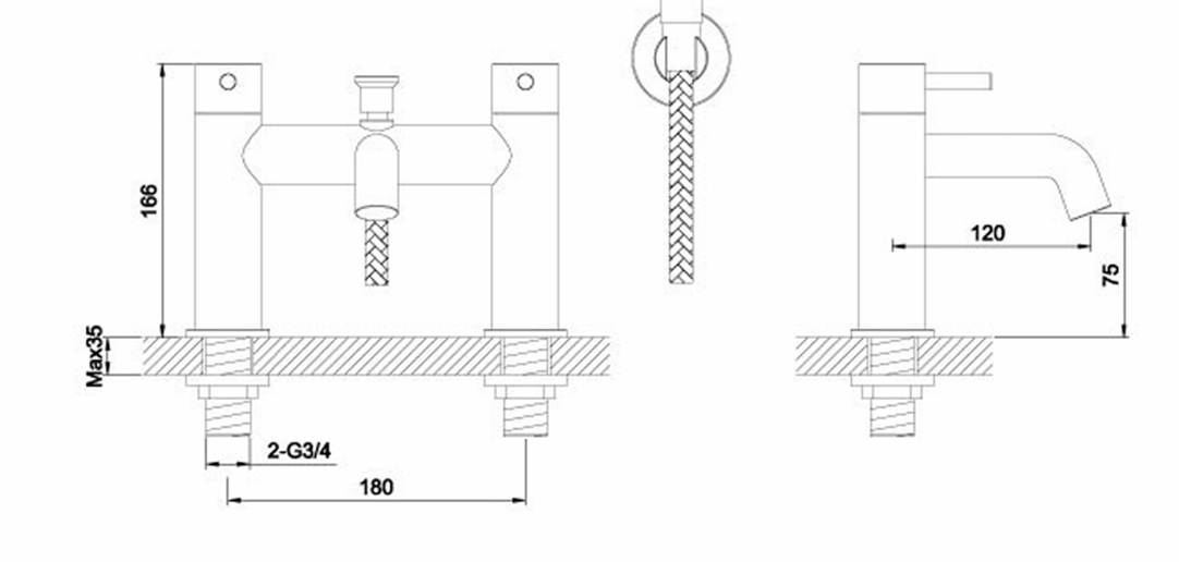 JTP Inox Bath Filler Tap Stainless Steel