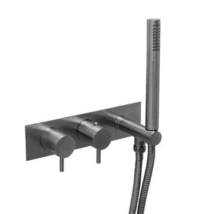 JTP VOS Thermostatic Concealed 2 Outlet Shower Valve with Handset - Brushed Black