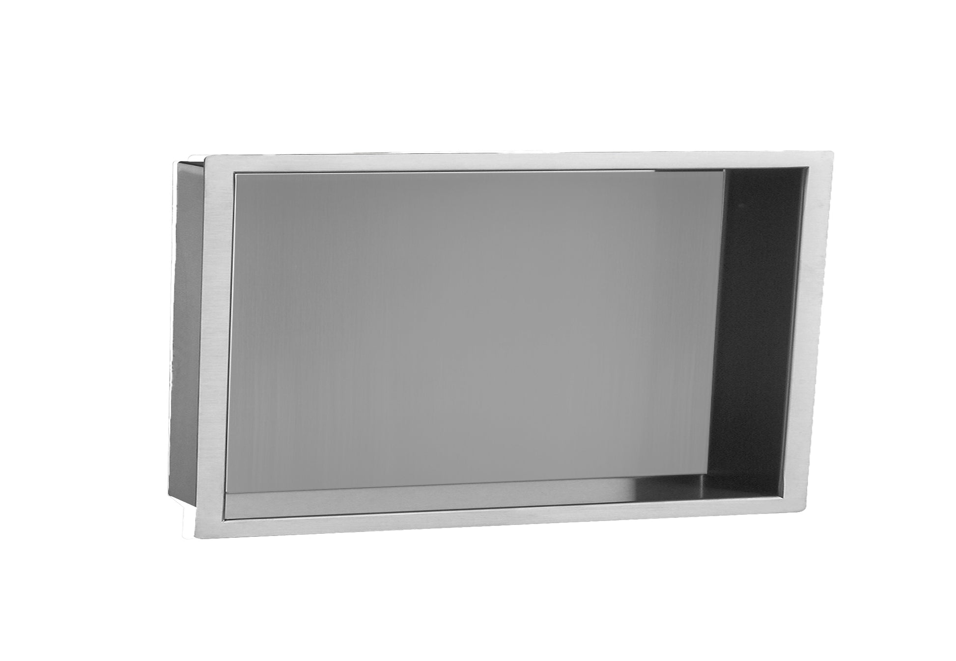 JTP VOS Shower Niche 600x300mm in chrome finish, wall-mounted bathroom accessory for storing shower essentials.