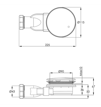 JTP Inox Slim Shower Waste, stainless steel bathroom accessories with sleek, modern design for shower drainage system.