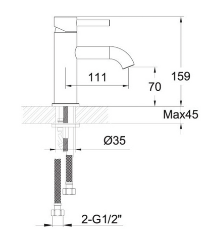 JTP Inox single lever basin mixer tap with sleek chrome finish, designed for modern bathroom sinks.