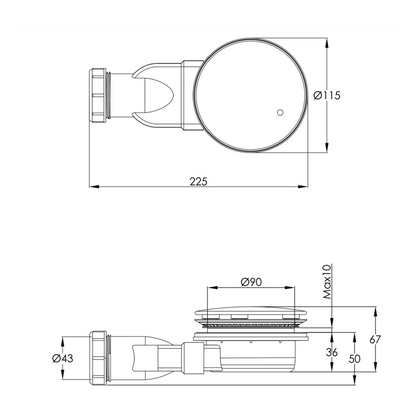 JTP VOS Slim Shower Waste accessory shown in a close-up, featuring a sleek, slim drain cover for modern shower installations.