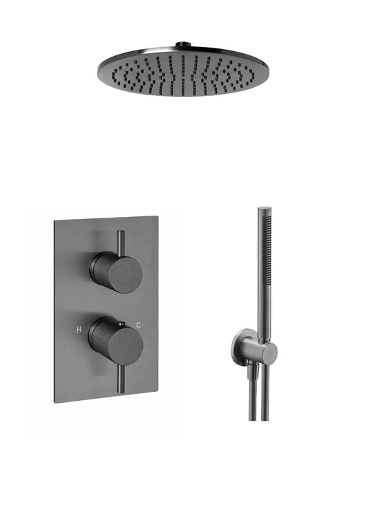 JTP VOS Thermostatic Concealed 2 Outlet Shower Valve - Designer Handle Set