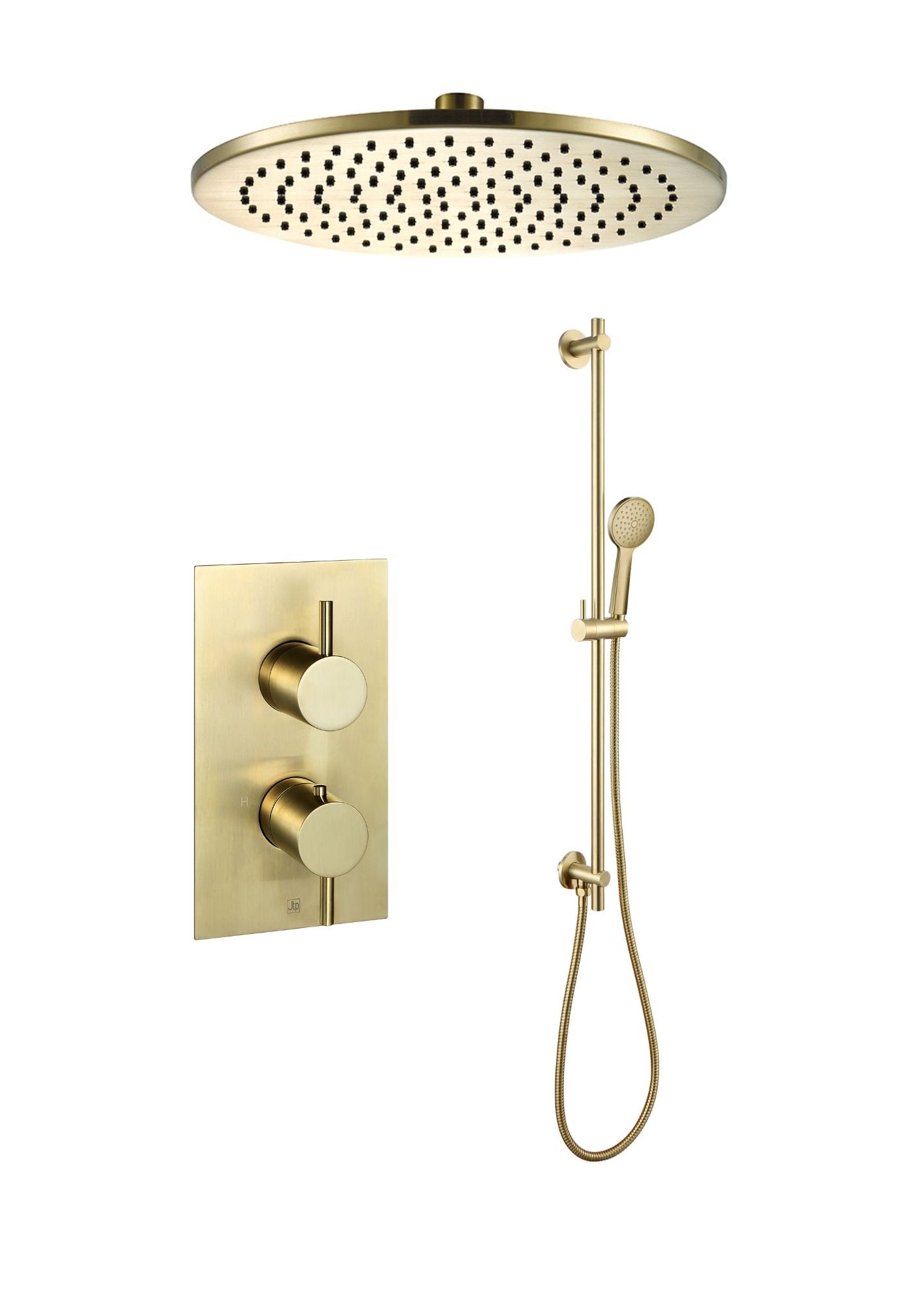 JTP VOS Thermostatic Concealed 2 Outlet Shower Valve with Slide Rail Kit & Round Handle