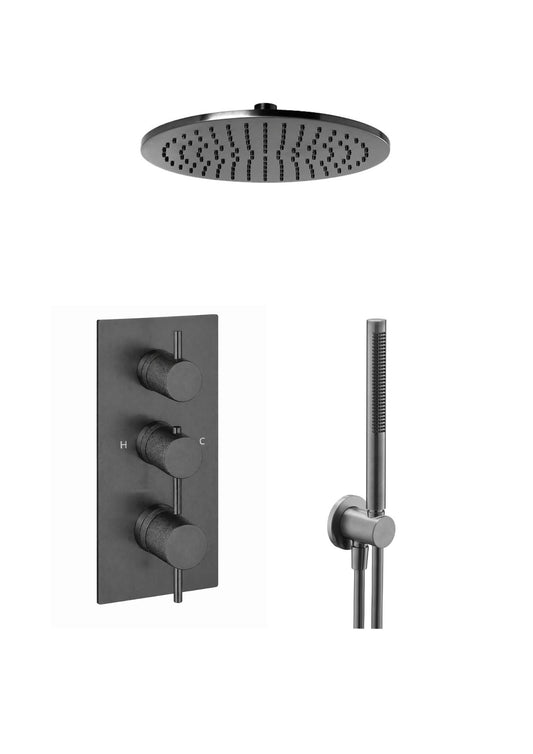 JTP VOS Thermostatic Concealed 2 Outlet Shower Valve - Designer Handle with Diverter Set