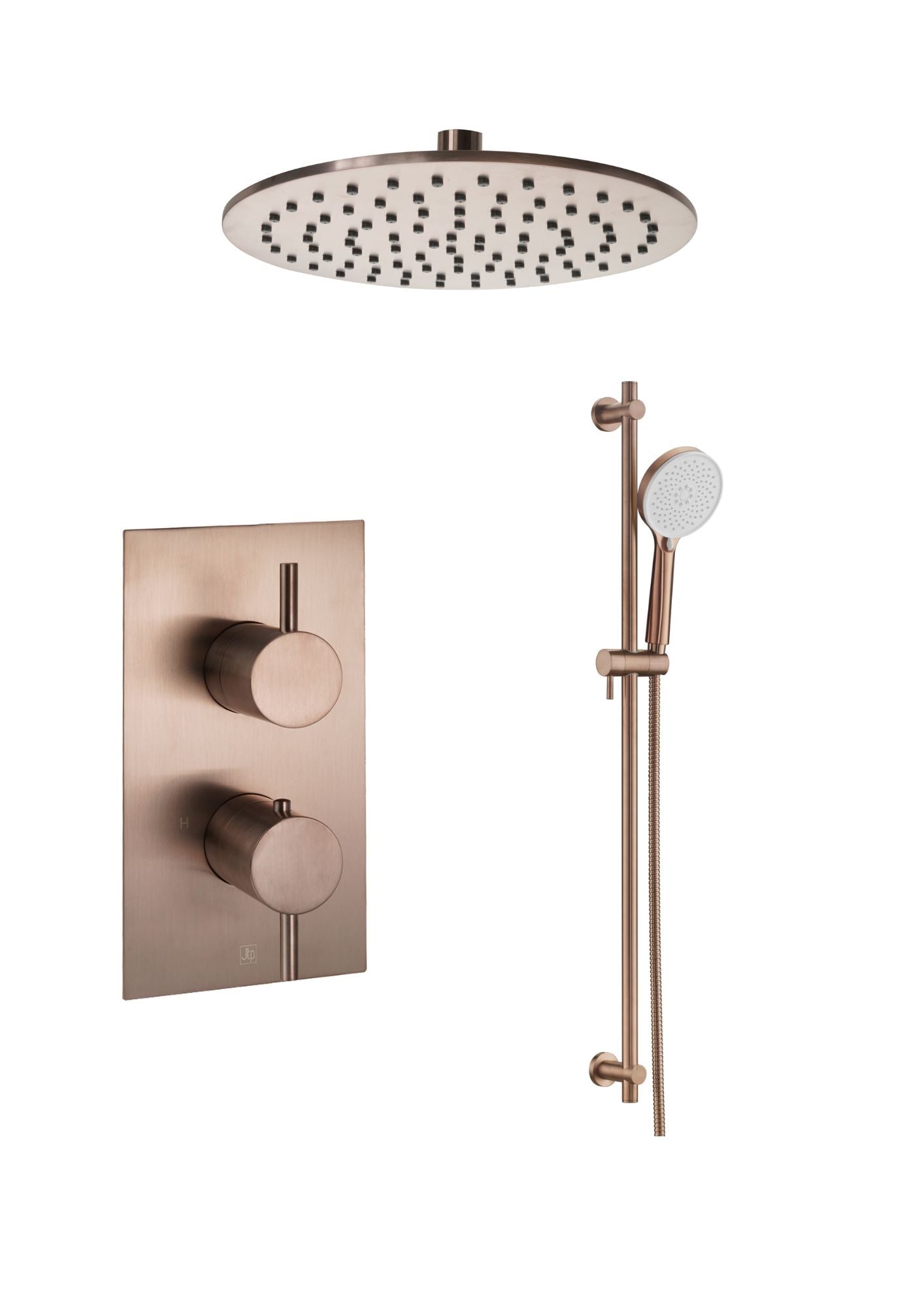 JTP VOS Thermostatic Concealed 2 Outlet Shower Valve with Slide Rail Kit & Round Handle
