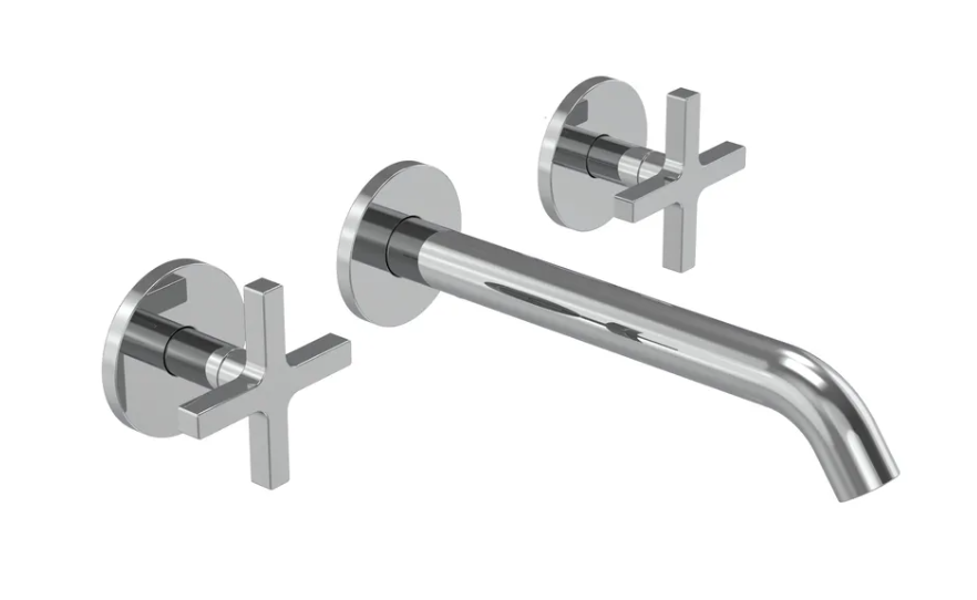Cohort Cross Wall Mounted Basin Mixer - Chrome