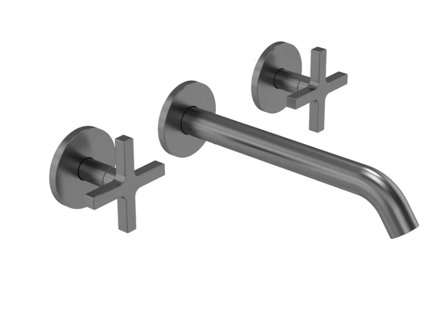 Cohort Cross Wall Mounted Basin Mixer - Gunmetal