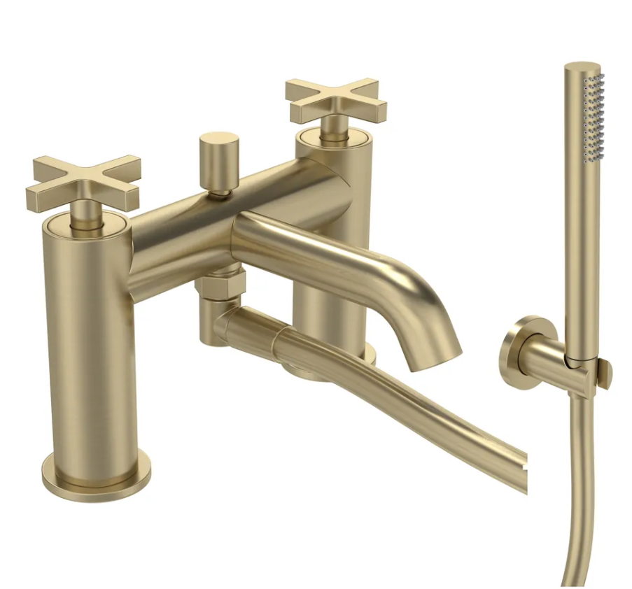 Cohort Cross Bath Shower Mixer - Brushed Brass