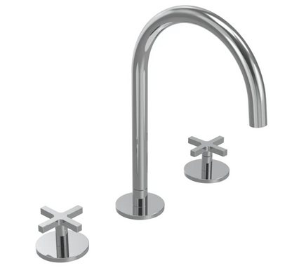 Cohort Cross 3 Tap Hole Basin Mixer with Click Waste - Chrome