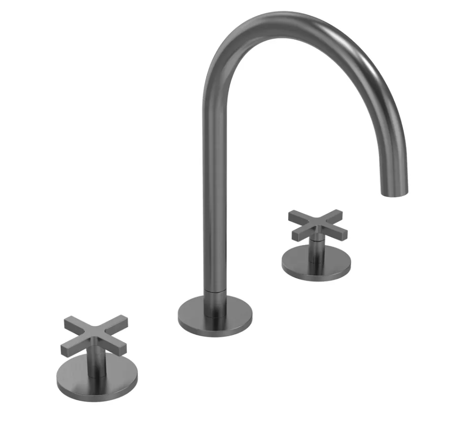 Cohort Cross 3 Tap Hole Basin Mixer with Click Waste - Gunmetal