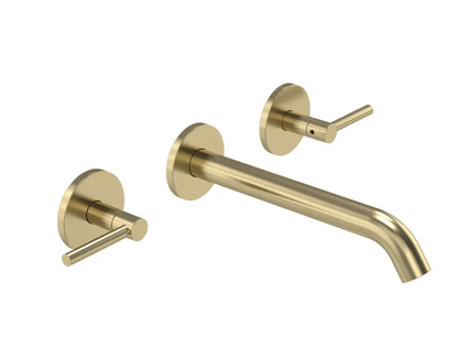 Cohort Lever Wall Mounted Basin Mixer - Brushed Brass